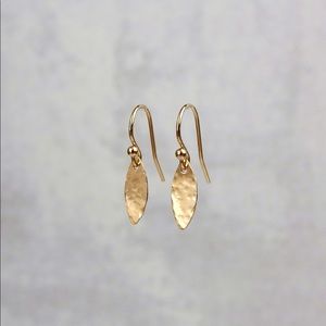 Hammered marquise leaf earrings 14k GF